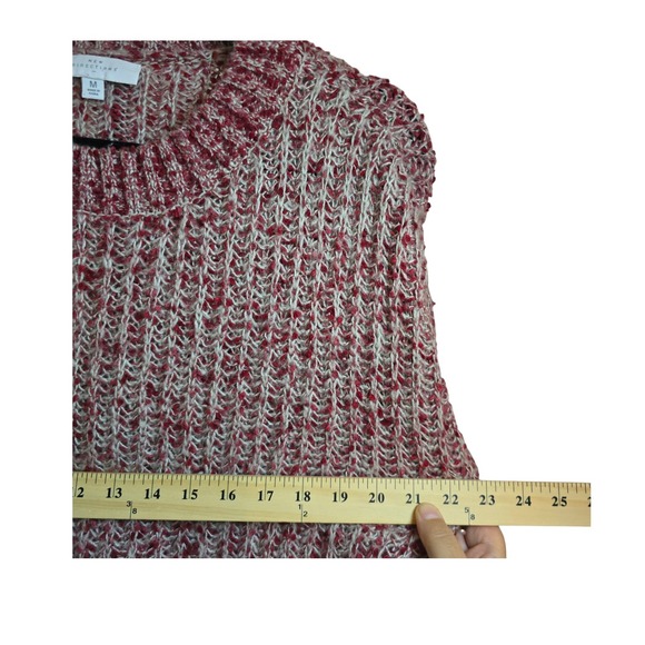 New Directions Women's Medium Pullover Knit Sweater Red Tan Crewneck - Picture 3 of 8